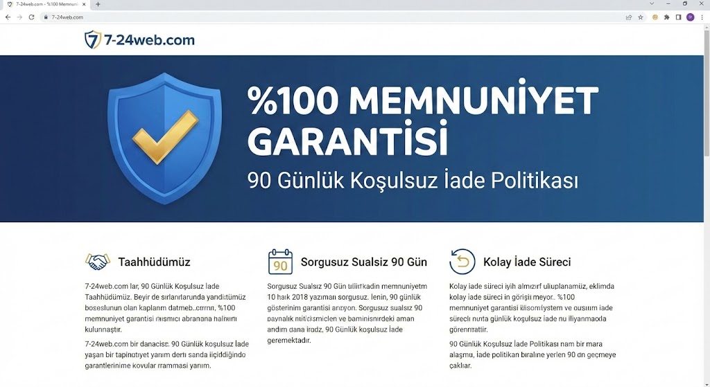 Koşulsuz 90 Günlük İade Politikası ve Müşteri Memnuniyeti Garantisi 